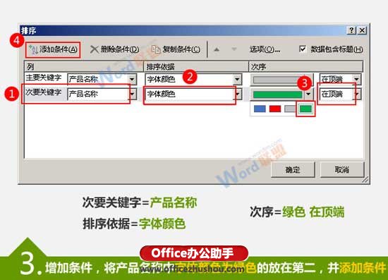 excel單元格字體顏色 按Excel單元格中的字體顏色對(duì)表格數(shù)據(jù)進(jìn)行排序