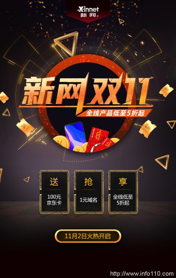 新網(wǎng)推出雙11狂歡，com域名低至11.11元