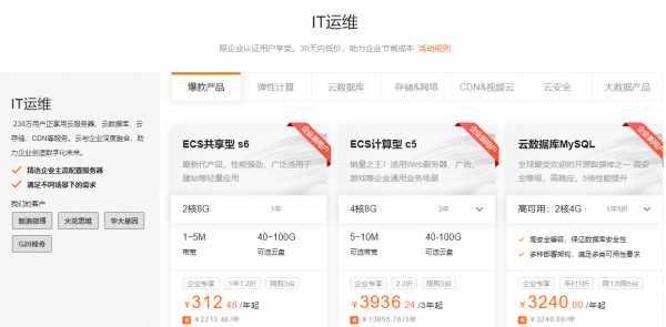 阿里云企業(yè)產品專享優(yōu)惠，IT運維產品1折起、創(chuàng)建公司1元起