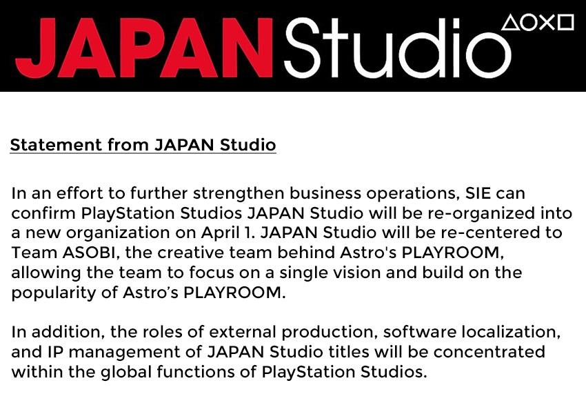 索尼日本游戲工作室宣布重組，職能分散至全球工作室