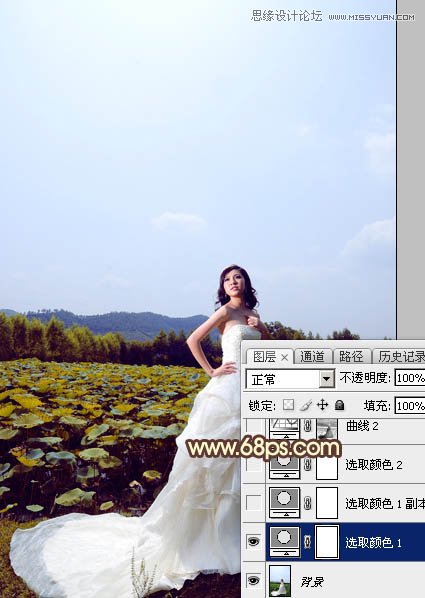 用PS給外景婚片添加夕陽藝術效果