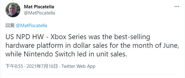 NPD 美國 6 月游戲報告出爐：Xbox Series 位居主機銷售額榜第一