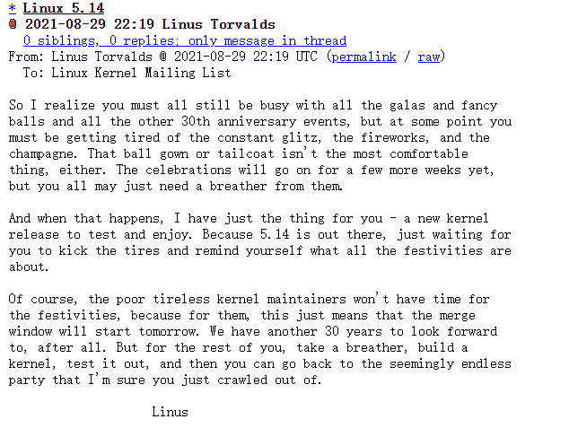 內(nèi)核 30 周年之際,Linux 5.14 版本發(fā)布