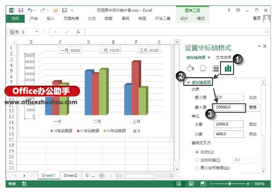 excel圖表顯示數(shù)值 在Excel圖表中顯示合計值的設置方法