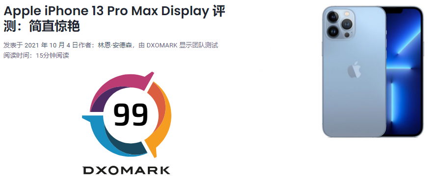 DXOMARK 公布蘋果 iPhone 13 Pro Max 屏幕評分：99 分登頂?shù)谝? /></center> </p>
<p><strong>特別提醒：</strong>本網(wǎng)信息來自于互聯(lián)網(wǎng)，目的在于傳遞更多信息，并不代表本網(wǎng)贊同其觀點。其原創(chuàng)性以及文中陳述文字和內(nèi)容未經(jīng)本站證實，對本文以及其中全部或者部分內(nèi)容、文字的真實性、完整性、及時性本站不作任何保證或承諾，并請自行核實相關內(nèi)容。本站不承擔此類作品侵權行為的直接責任及連帶責任。如若本網(wǎng)有任何內(nèi)容侵犯您的權益，請及時聯(lián)系我們，本站將會在24小時內(nèi)處理完畢。</p>
</p></div>
<div></div>
<p> </p>
		</article>
								            <div   id=