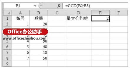 excel GCD函數(shù)的使用方法實例 GCD函數(shù)的公式語法及使用方法實例