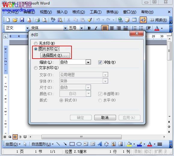 word如何添加水印 Word2003圖片水印的添加方法