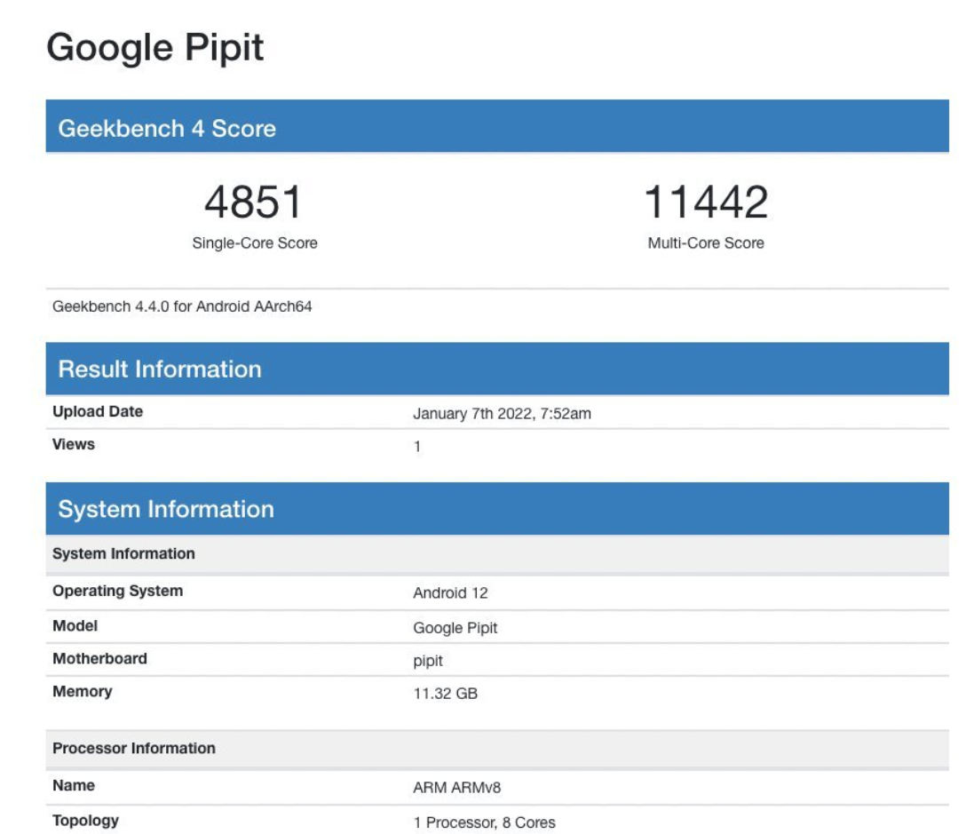 谷歌 Pixel Fold 折疊屏手機(jī)現(xiàn)身 Geekbench，搭載自研 Tensor 芯片