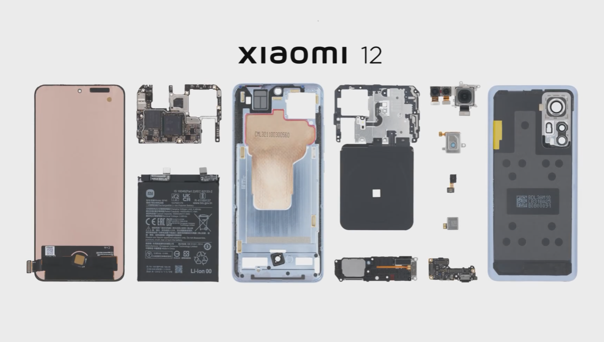 小米 12 官方拆解視頻公布：索尼 IMX766、全新一代驍龍 8 移動平臺、新一代鈷酸鋰材料電池…
