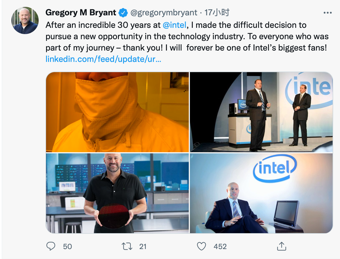 30 年老將 Gregory Bryant 告別英特爾:永遠(yuǎn)是 Intel 最大粉絲