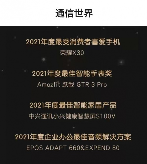 榮耀X30高品質(zhì)再獲權(quán)威認(rèn)可，斬獲“2021年度最受消費者喜愛手機(jī)”獎