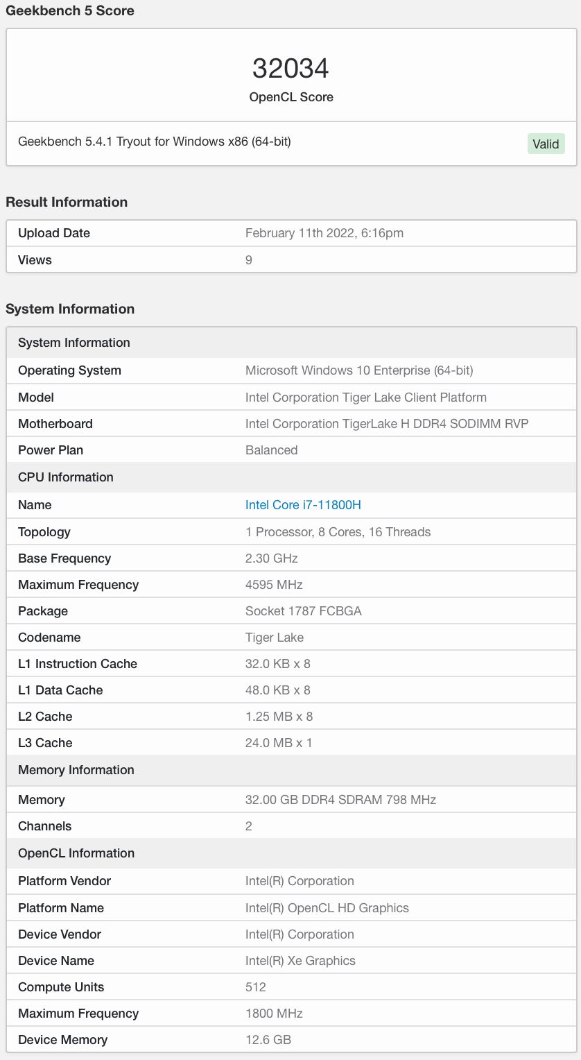 英特爾 Arc 筆記本獨顯現(xiàn)身 Geekbench：512 EU，12.6 GB 顯存