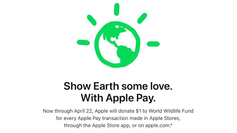 蘋(píng)果慶祝地球日,在 Apple Store 使用 Apple Pay 的每筆交易都會(huì)捐款 1 美元
